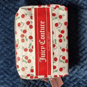 Juicy Couture Cherry Print Cosmetic Pouch W 1 Travel Toiletry Bottle, New W Tags
